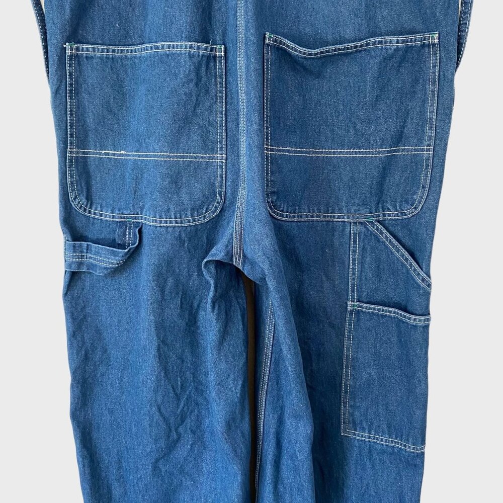 Liberty Stonewashed Denim Bib Overalls Blue Men's Size 38X30 Carpenter Workwear - Picture 10 of 13
